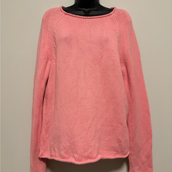 J. Crew Pink Cotton Knit Sweater | Size Large - Picture 1 of 10